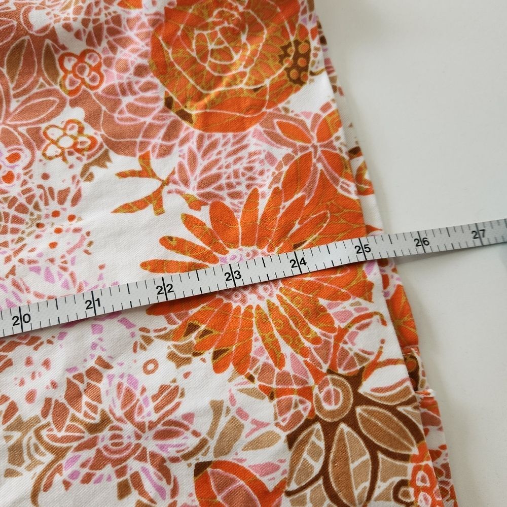 Nordstrom 1901 Retro Orange Pink Floral Belted Straight Pencil Skirt Size 8 Boho - Picture 10 of 10
